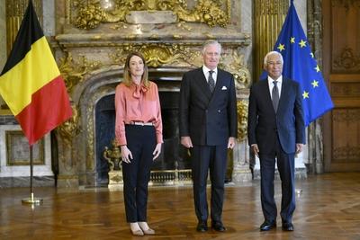 King Philippe And Queen Mathilde Meet Heads Of EU Institutions-stock-photo