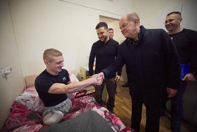 Bundeskanzler Olaf Scholz besucht Praesident Wolodymyr Selenskyj in Kiew-stock-photo