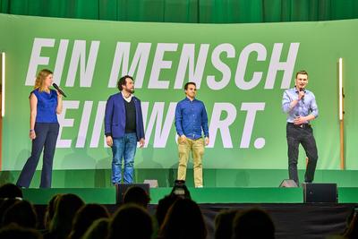 Munich, Bavaria, Germany - January 18, 2025: Frederik Ostermeier, Florian Siekmann, Svenja Jarchow and Andr? Hermann fro-stock-foto