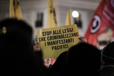 Rome, demonstration against the new Security Bill DDL1660.-stock-photo