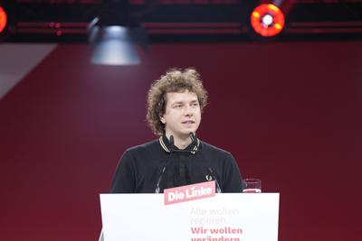 Bundesparteitag, Die Linke, Tim Roschik, Jugendverband-stock-foto