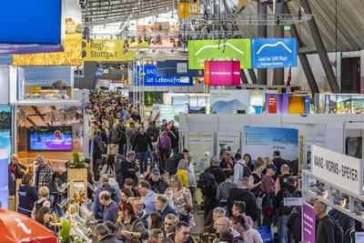 CMT in Stuttgart er?ffnet. Die Messe Caravan - Motor - Touristik gilt als erste Tourismusmesse im Jahr als Indikator f?r-stock-photo