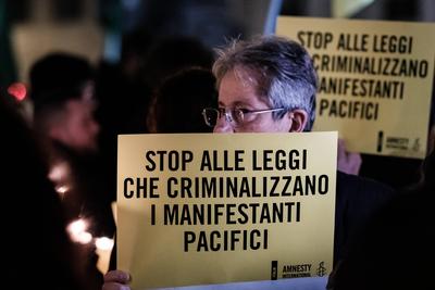 Rome, demonstration against the new Security Bill DDL1660.-stock-photo