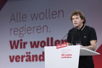 Bundesparteitag, Die Linke, Tim Roschik, Jugendverband-stock-foto