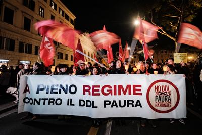 Rome, demonstration against the new Security Bill DDL1660.-stock-photo