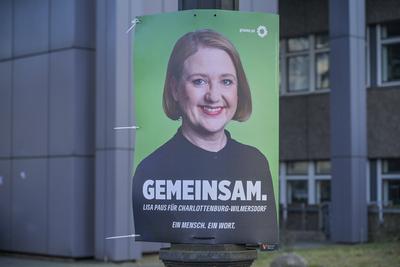 Lisa Paus, Die Gr?nen, Wahlplakat zur Bundestagswahl am 23.02.2025, Berlin, Deutschland-stock-foto
