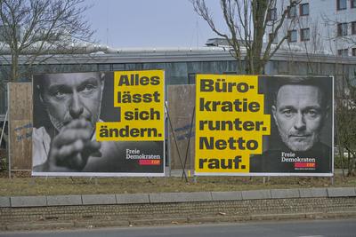 Christian Lindner, Freie Demokratische Partei FDP, Wahlplakat zur Bundestagswahl am 23.02.2025, Berlin, Deutschland-stock-foto