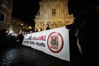Rome, demonstration against the new Security Bill DDL1660.-stock-photo