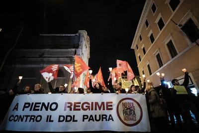 Rome, demonstration against the new Security Bill DDL1660.-stock-photo