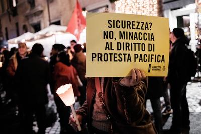Rome, demonstration against the new Security Bill DDL1660.-stock-photo