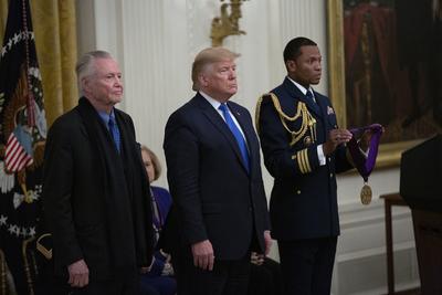 United States President Donald J. Trump presents the National Medal of Arts to Jon Voight at the White House in Washing-stock-photo