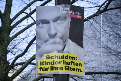 Christian Lindner, Freie Demokratische Partei FDP, Wahlplakat zur Bundestagswahl am 23.02.2025, Berlin, Deutschland-stock-foto