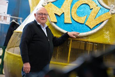 MCV-Wagenbauer Dieter Wenger am Dienstag (06.02.2024) bei der Praesentation der Motivwagen zum Rosenmontagszug in Mainz.-stock-foto