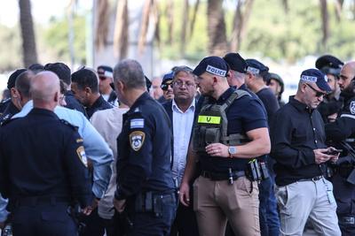 At least 35 injured in truck ramming in central Israel TEL AVIV, ISRAEL - OCTOBER 27: Israeli National Security Minister-stock-foto