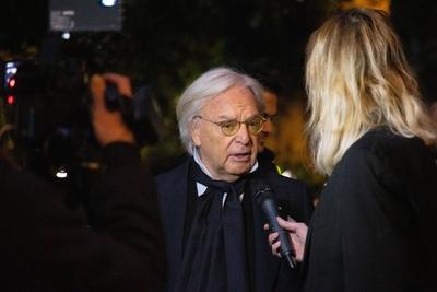 News - Giorgio Armani - Arrivals - Milan Fashion Week - Menswear Fall/Winter 2025-2026-stock-foto