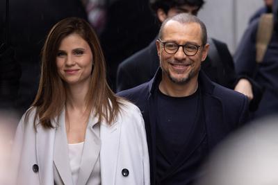 News - Giorgio Armani - Arrivals - Milan Fashion Week - Menswear Fall/Winter 2025-2026-stock-foto