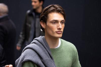 News - Giorgio Armani - Arrivals - Milan Fashion Week - Menswear Fall/Winter 2025-2026-stock-foto