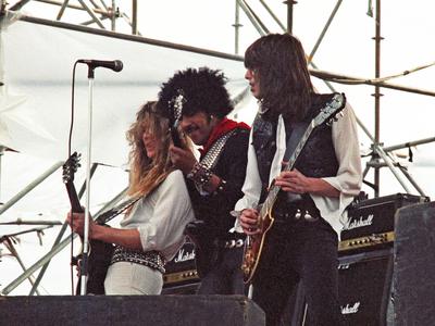 Thin Lizzy, letztes Konzert mit Phil Lynott auf den Monsters of Rock Festival , Zeppelinfeld , N?rnberg, 04.09.1983 v.l.-stock-foto