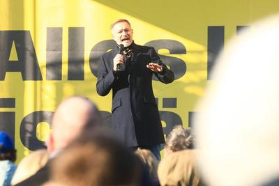 FDP Wahlkampf in Erfurt-stock-foto