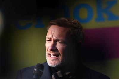Christian Lindner - Wahlkampf Erfurt-stock-foto