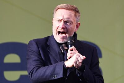 Christian Lindner - Wahlkampf Erfurt-stock-foto