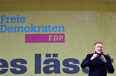 Christian Lindner - Wahlkampf Erfurt-stock-foto