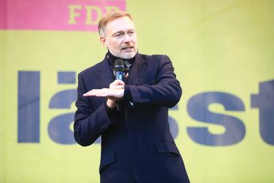 FDP Wahlkampf in Erfurt-stock-foto