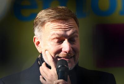 Christian Lindner - Wahlkampf Erfurt-stock-foto