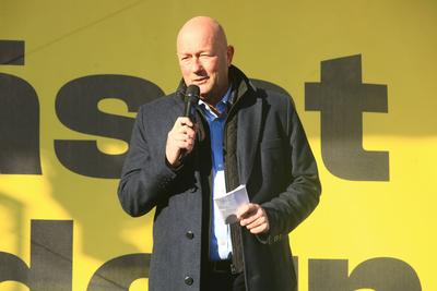 FDP Wahlkampf in Erfurt-stock-foto