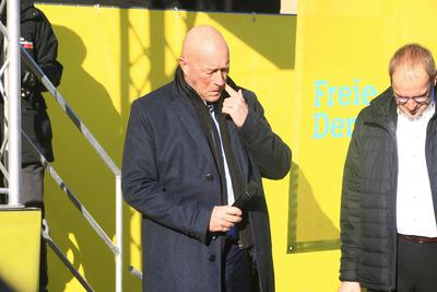 FDP Wahlkampf in Erfurt-stock-foto