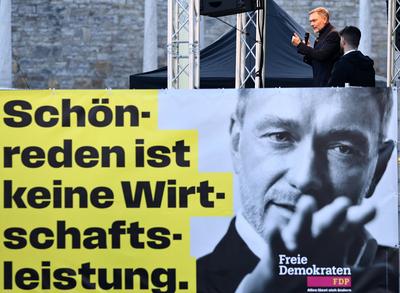 Christian Lindner - Wahlkampf Erfurt-stock-foto