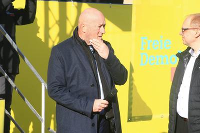 FDP Wahlkampf in Erfurt-stock-foto