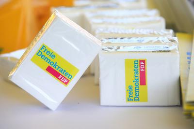 FDP Wahlkampf in Erfurt-stock-foto