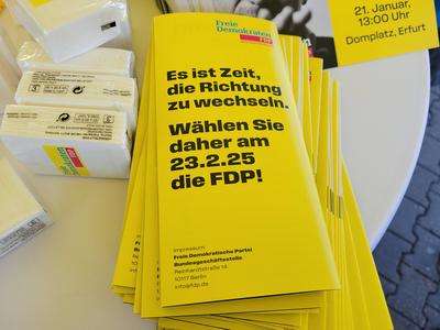 FDP Wahlkampf in Erfurt-stock-foto