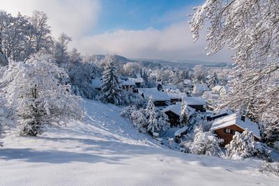 Snowy and beautiful winter landscape in Alttann in Upper Swabia Snowy and beautiful winter landscape in Alttann in Upper-stock-photo