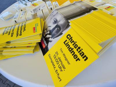 FDP Wahlkampf in Erfurt-stock-foto