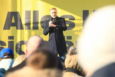 FDP Wahlkampf in Erfurt-stock-foto