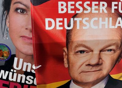 Bundestagswahlen GER, Berlin, 20250121, Wahlplakat, Spd, Olaf Scholz und Sarah Wagenknecht *** Bundestag elections GER,-stock-photo