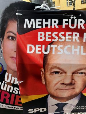 Bundestagswahlen GER, Berlin, 20250121, Wahlplakat, Spd, Olaf Scholz und Sarah Wagenknecht *** Bundestag elections GER,-stock-photo