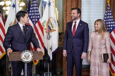 Vice President Vance swears in Marco Rubio as US Secretary of State-stock-photo