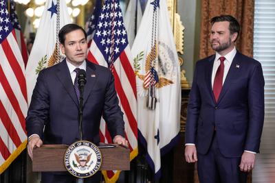 Vice President Vance swears in Marco Rubio as US Secretary of State-stock-photo