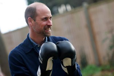 Prince William takes part in a boxing training session-stock-photo