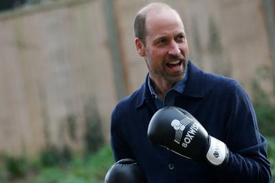 Prince William takes part in a boxing training session-stock-photo