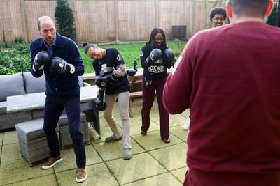 Prince William takes part in a boxing training session-stock-photo