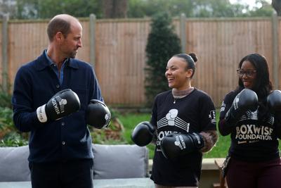 Prince William takes part in a boxing training session-stock-photo