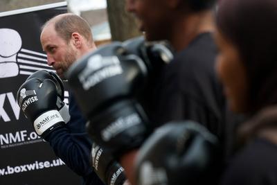 Prince William takes part in a boxing training session-stock-photo