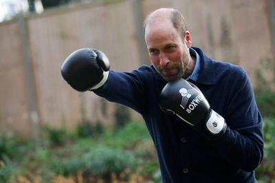 Prince William takes part in a boxing training session-stock-photo