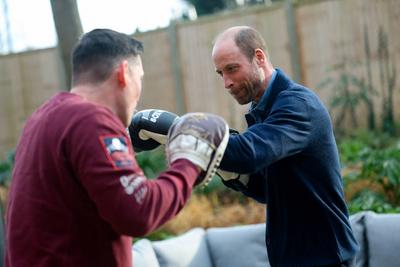 Prince William takes part in a boxing training session-stock-photo