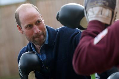 Prince William takes part in a boxing training session-stock-photo