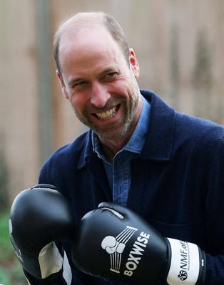 Prince William takes part in a boxing training session-stock-photo